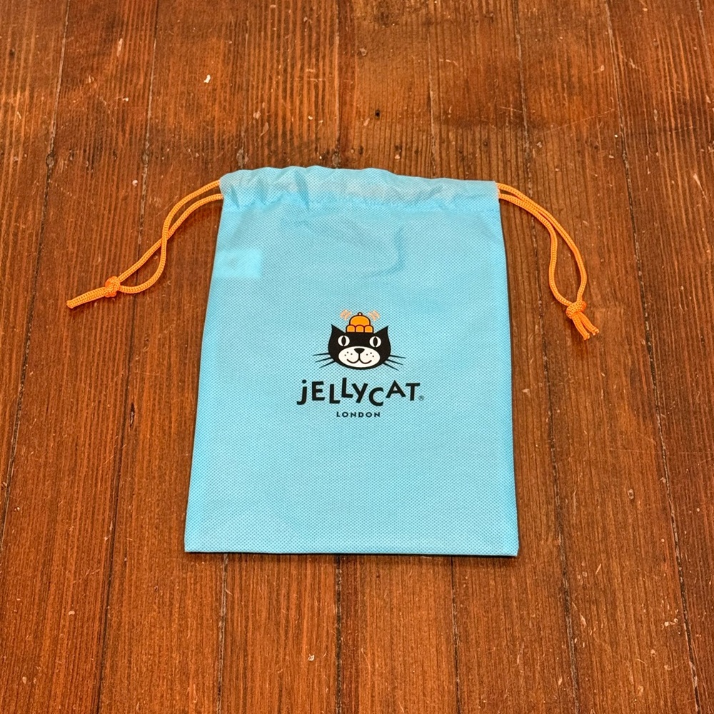 Jellycat Light Blue Dust Bag with Orange Drawstrings